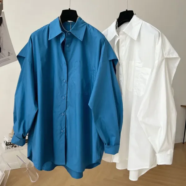 Oversized Button-Up Shirt Blue - 22