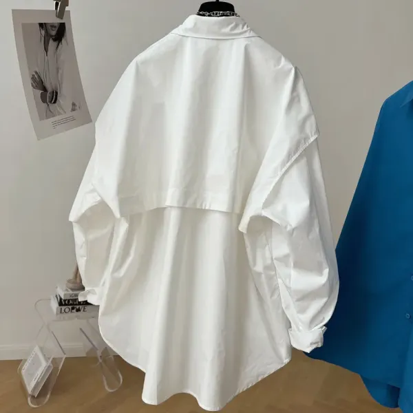 Oversized Button-Up Shirt Blue - 27