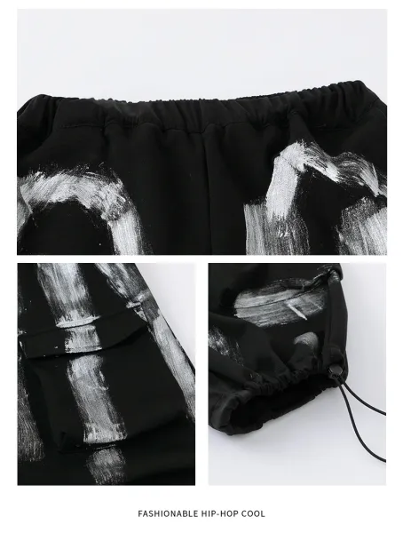 FUBG Graffiti Print Oversized T-Shirt and Cargo Pants Set Black - 21