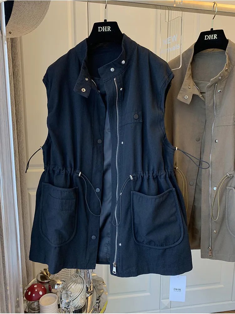 DHR Utility Vest Navy Blue Outerwear - 5