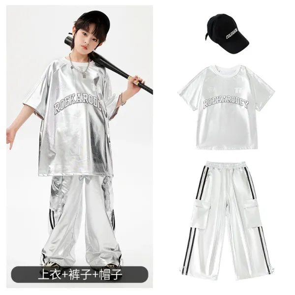 ROEKARODGY Metallic Silver Streetwear Set with Baseball Cap - 1