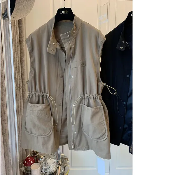 Dior Vest Top Beige Utility-Style Sleeveless Outerwear - 1