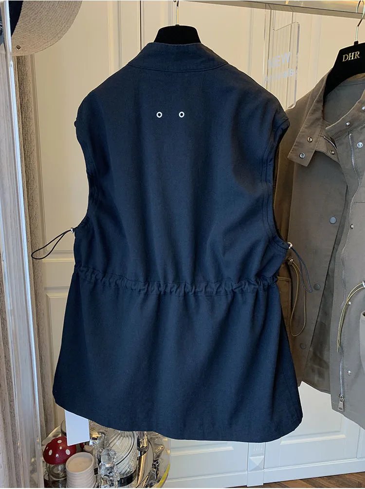 DHR Utility Vest Navy Blue Outerwear - 12