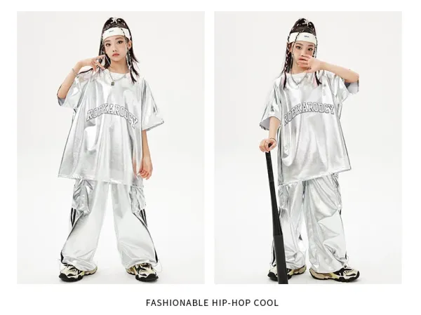 Rockarolly Silver Metallic Hoodie Set with Visor Hat - 9