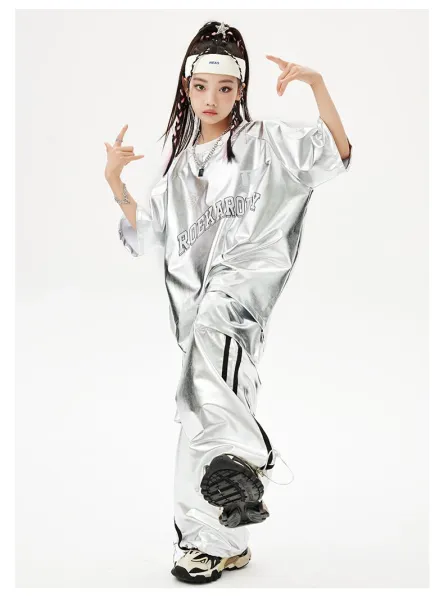 Rockarolly Silver Metallic Hoodie Set with Visor Hat - 10