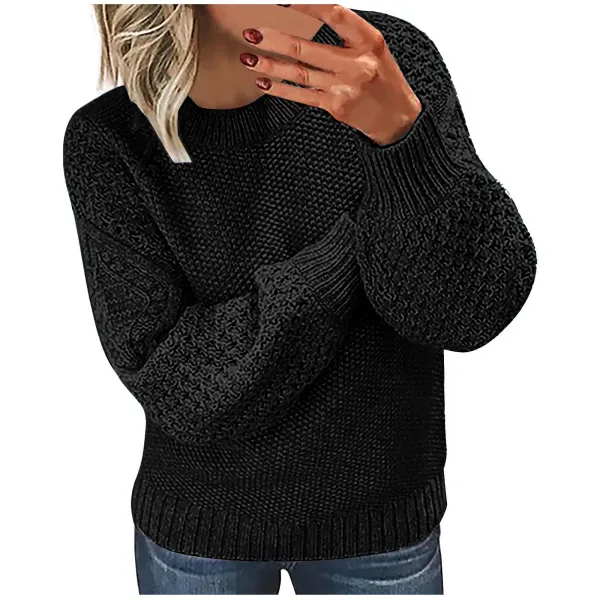 Black Cable Knit Oversized Sweater - 1