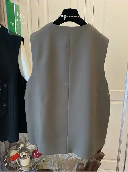 DHR Asymmetrical Wrap Vest Gray - 5