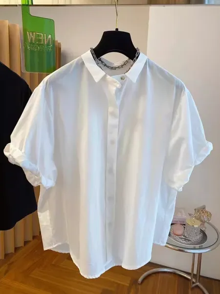Oversized Cotton Shirt White Shirt - 1