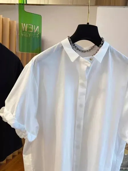 Oversized Cotton Shirt White Shirt - 12