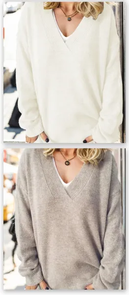 Navy V-Neck Oversized Sweater - 16