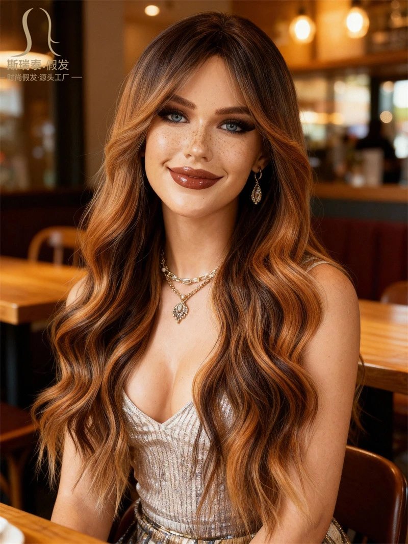Sisitai Fake Hair Mermaid Green Ombre Long Wave Wig - 19