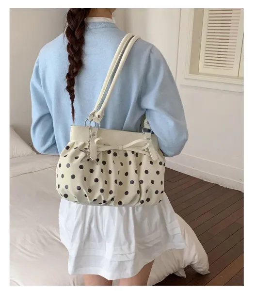 Moodstreet University of Australia Hoodie Gray + Polka Dot Pleated Handbag Cream - 21