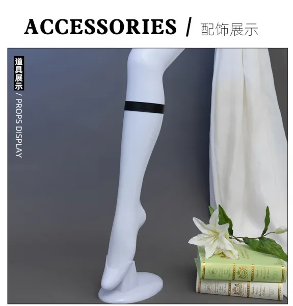 Cosplay Dress Set Black with White Trim Dress, Gloves, Belt, Arm Rings, Leg Ring - 13