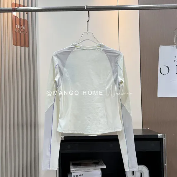 Mango Home Performance Mesh-Panel Long Sleeve Base-Layer Top in White - 13