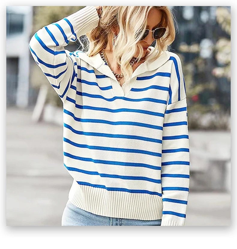 Striped Hooded Knit Sweater in Cream and Burgundy - 12