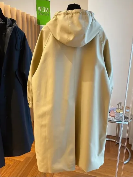 Design Oversized Hooded Trench Coat Navy - 13