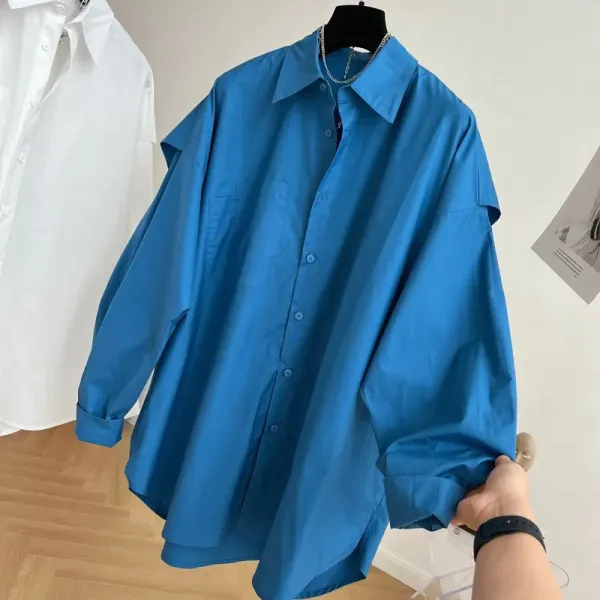 Oversized Button-Up Shirt Blue - 1