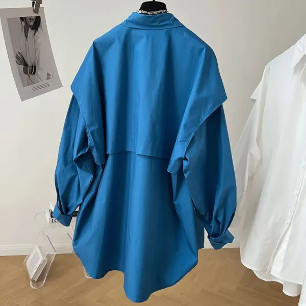 Oversized Button-Up Shirt Blue - 7