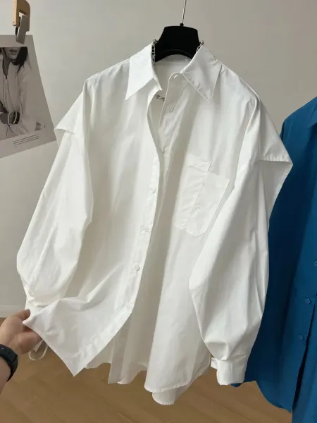 Oversized Button-Up Shirt Blue - 14
