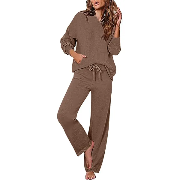 Design Knit Lounge Set Brown Casual-Set - 1