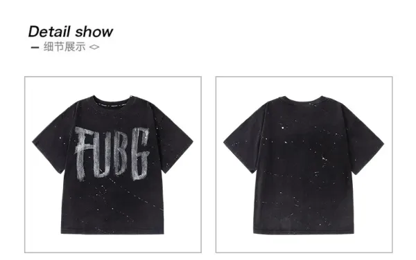 FUBG Graffiti Print Oversized T-Shirt and Cargo Pants Set Black - 16