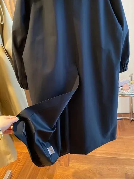 Design Oversized Hooded Trench Coat Navy - 21