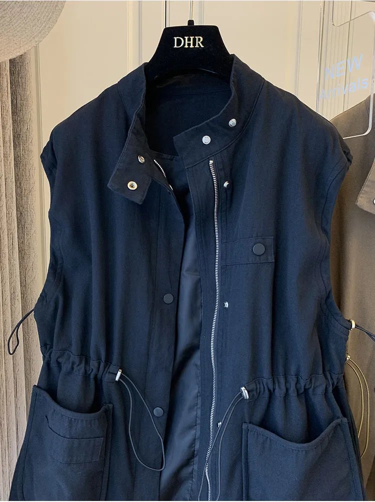 DHR Utility Vest Navy Blue Outerwear - 6