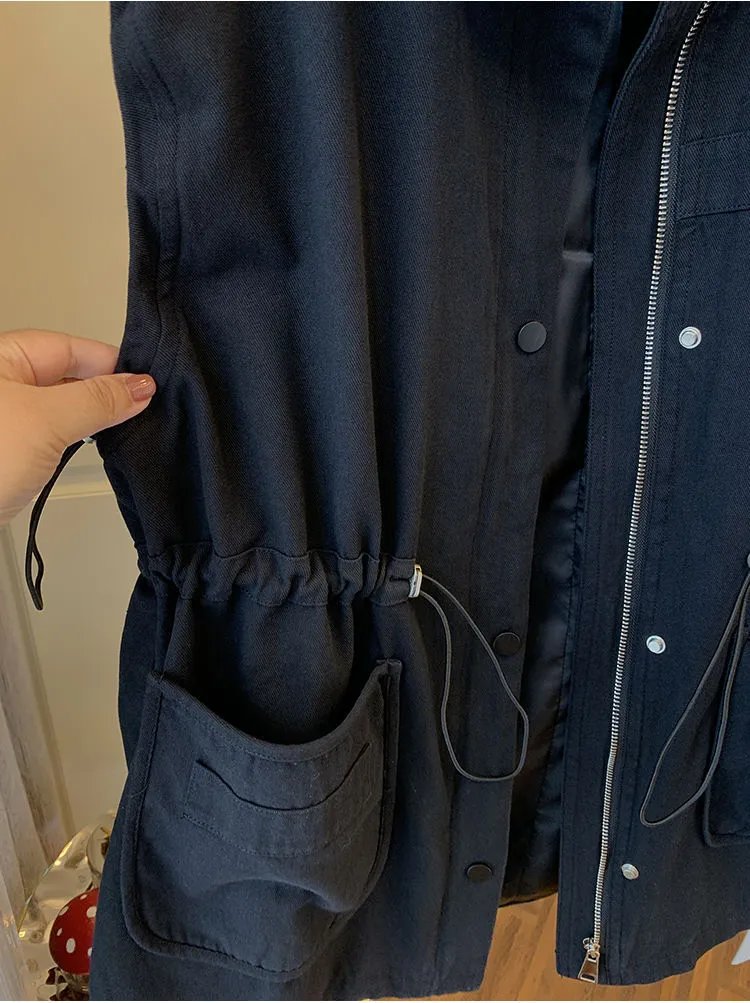 DHR Utility Vest Navy Blue Outerwear - 8