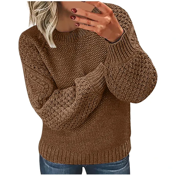 Cable Knit Oversized Sweater Brown - 1