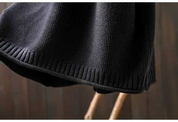 Knit Button-Front Vest Top in Black with Gold Buttons - 11