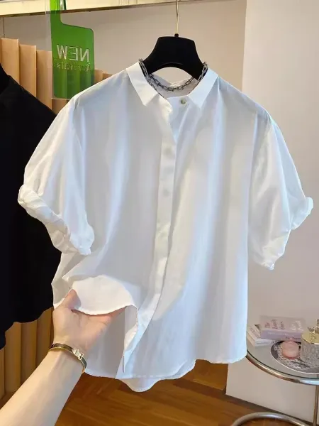Oversized Cotton Shirt White Shirt - 11