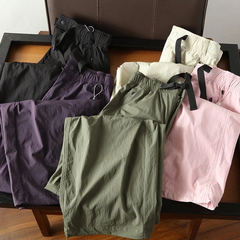 Design Quick-Dry Cargo Shorts in Black, Purple, Olive Green, Beige, and Pink