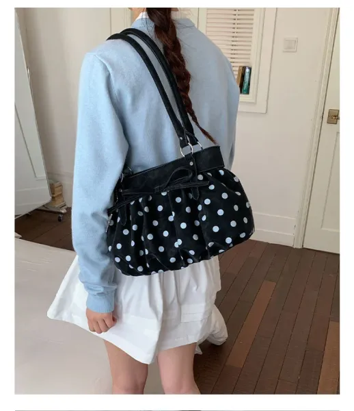 Moodstreet University of Australia Hoodie Gray + Polka Dot Pleated Handbag Cream - 34