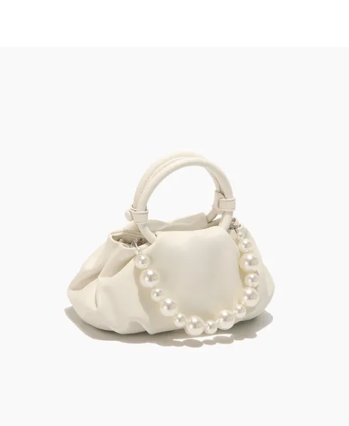 Yellow Pearl-Embellished Structured Handbag - 12