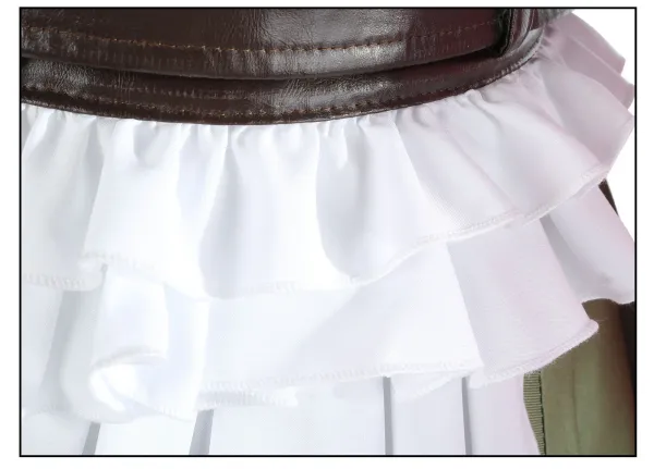 Cosplay Full Set + Wig: Pink & Green Gradient Hair, White Ruffled Shirt, Olive Skirt, Geometric Coat - 15