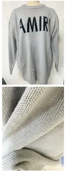 Amiri Pixelated Logo Gray Knit Sweater - 9