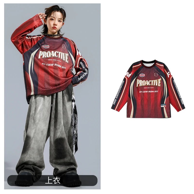 Proactive Racing Jersey Red Multicolor Long-Sleeve Top