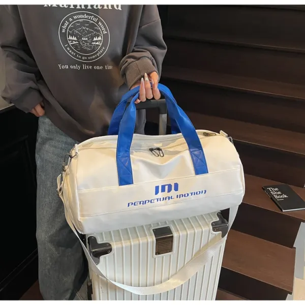 Perpetual Motion Duffle Bag White with Blue Accents - 32