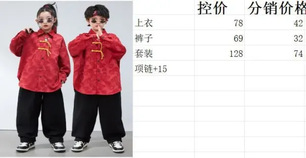 Chinese-Inspired Velvet Shirt + Satin Pants + Chain Necklace Set Red/Black - 2