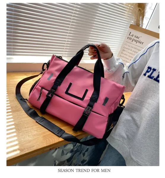 Design Sporty Duffle Bag Pink with Black Straps - 26