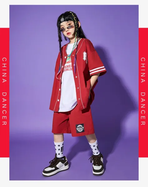 Design Streetwear Set: Red Baseball Jacket, White Graphic Tee, Red Shorts, Star Socks & Black Bucket Hat - 11
