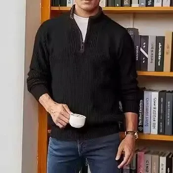 Design Ribbed Half-Zip Sweater Black - 11