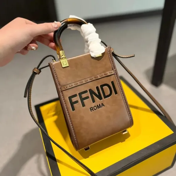 Fendi Mini Baguette Logo White Shoulder Bag - 6