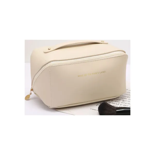 Rose of No Man's Land Cream Leather Makeup Bag - 1