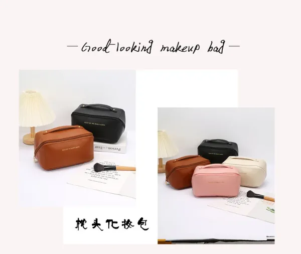Rose of No Man's Land Black Leather Travel Toiletry Bag - 2