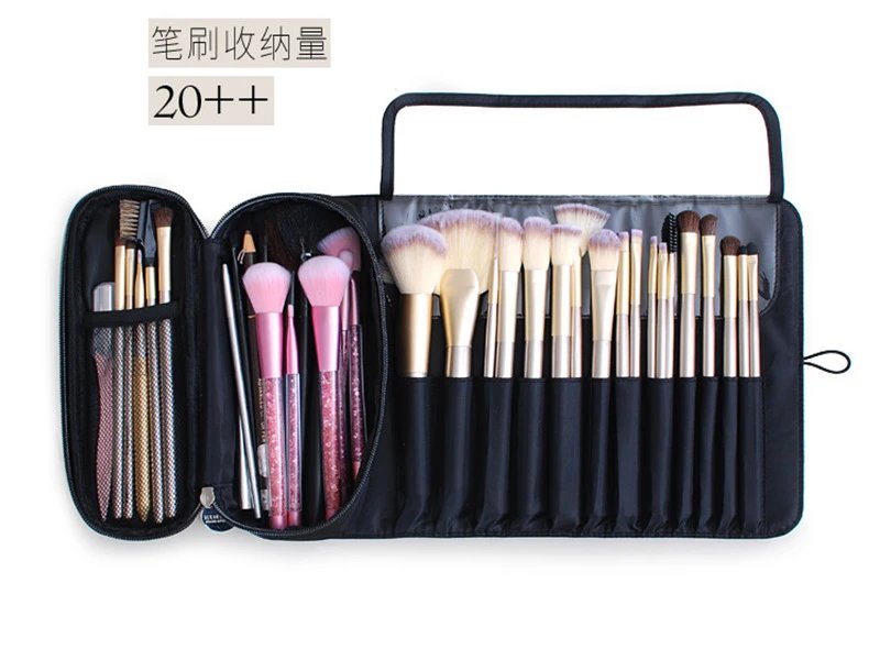 Pink Roll-Up Makeup Brush Organizer Pouch - 5