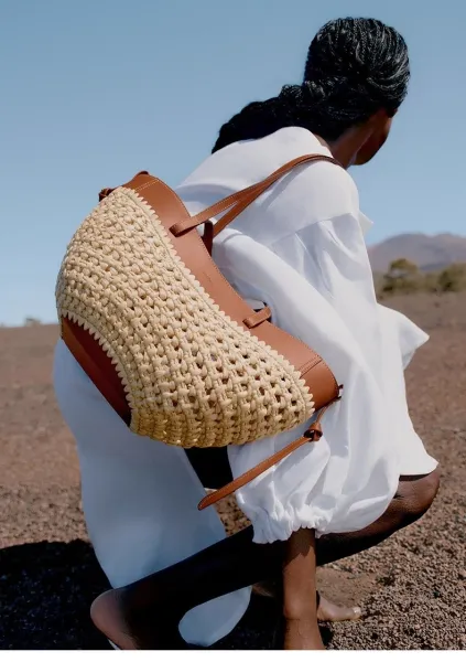 Polène Noé Tote Bag Beige and Brown Raffia Woven Handbag - 8
