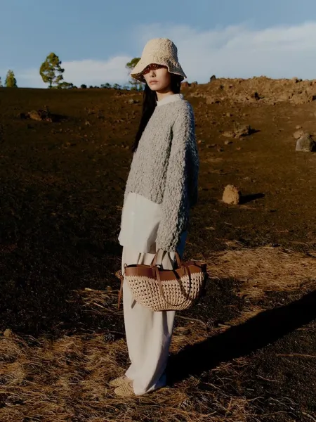 Polène Noé Tote Bag Beige and Brown Raffia Woven Handbag - 20