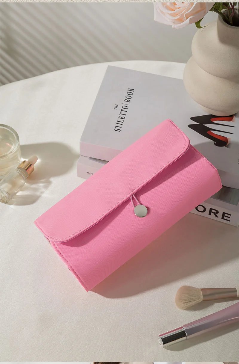 Pink Roll-Up Makeup Brush Organizer Pouch - 36