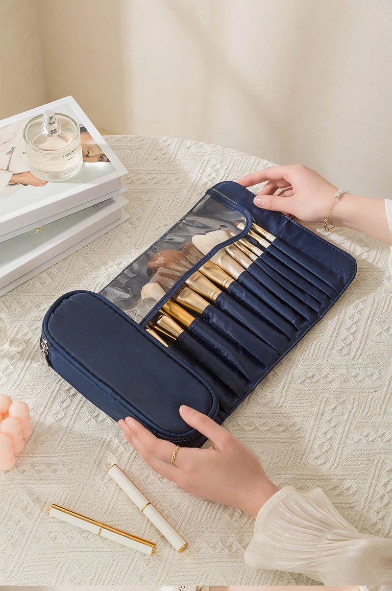 Pink Roll-Up Makeup Brush Organizer Pouch - 39